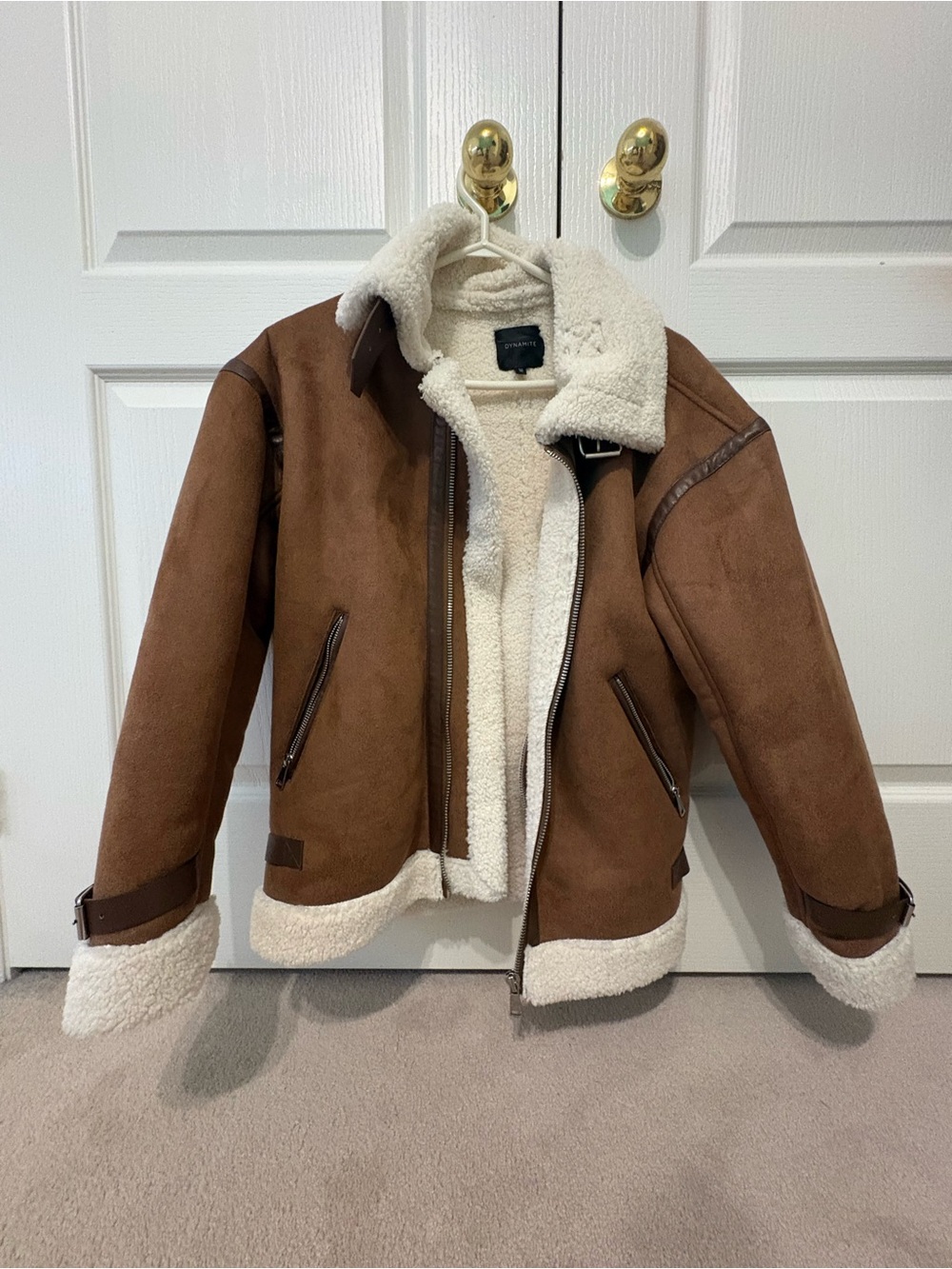 Dynamite Brown Swayed Biker Jacket
